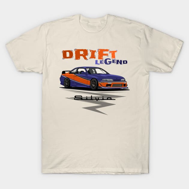 Nissan Silvia S14 Drift Legend T-Shirt by Ajie Negara